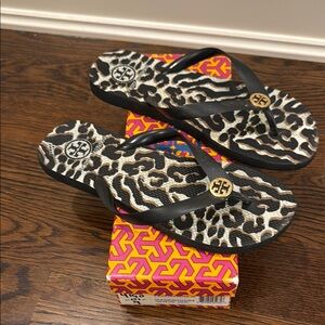 Tory Burch Animal Print Flip Flops